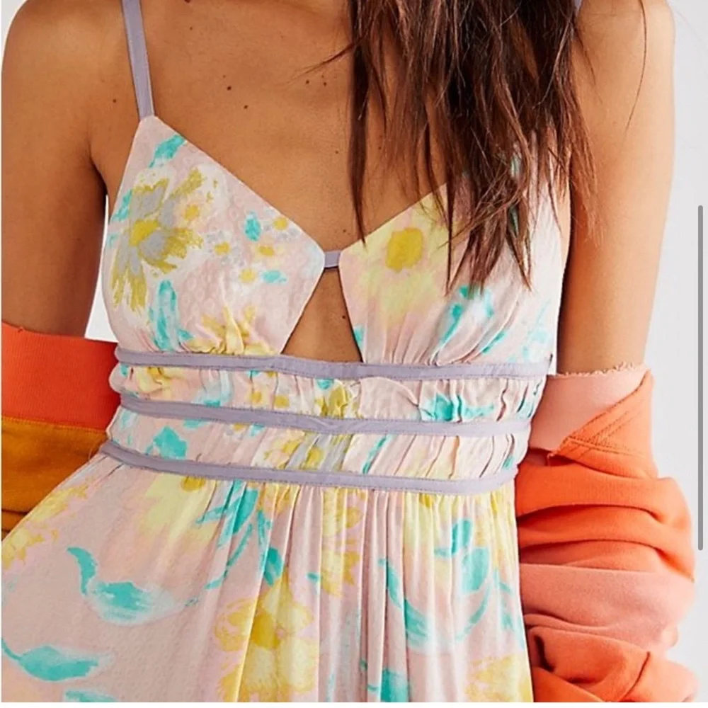 NWT FREE PEOPLE Wisteria Maxi Dress in Light Combo